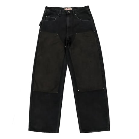 STINGWATER VEGAN SUEDE DOUBLE KNEE MOSES JEANS BLACK