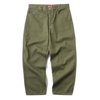 HELLRAZOR BAGGIE DENIM PANTS MOS GREEN