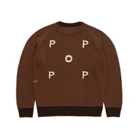 POP TRADING COMPANY KNITTED LOGO CREWNECK BISON