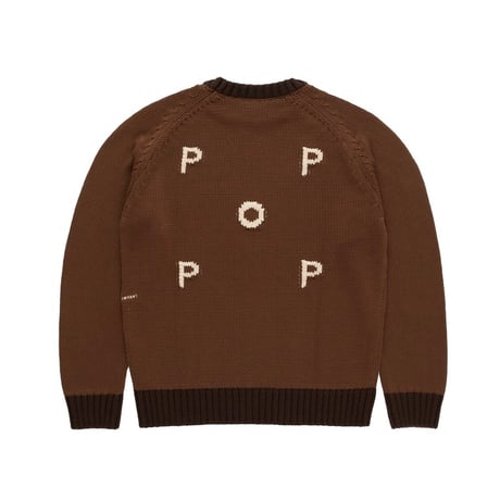 POP TRADING COMPANY KNITTED LOGO CREWNECK BISON
