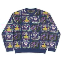 PASSPORT FACES KNIT SWEATER HARBOUR BLUE