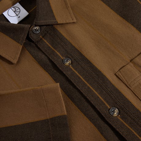 POLAR SKATE CO. MITCHELL SHIRT BROWN BLOCK STRIPE