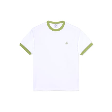 POLAR SKATE CO. RINGER TEE WHITE/PERIDOT