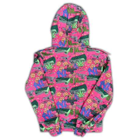 FUCK THIS INDUSTRY NY ZIP UP HOODIE PINK