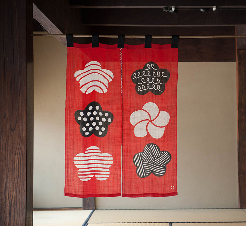 麻のれん　お茶染　手染め　515 麻のれんお茶染手染め515