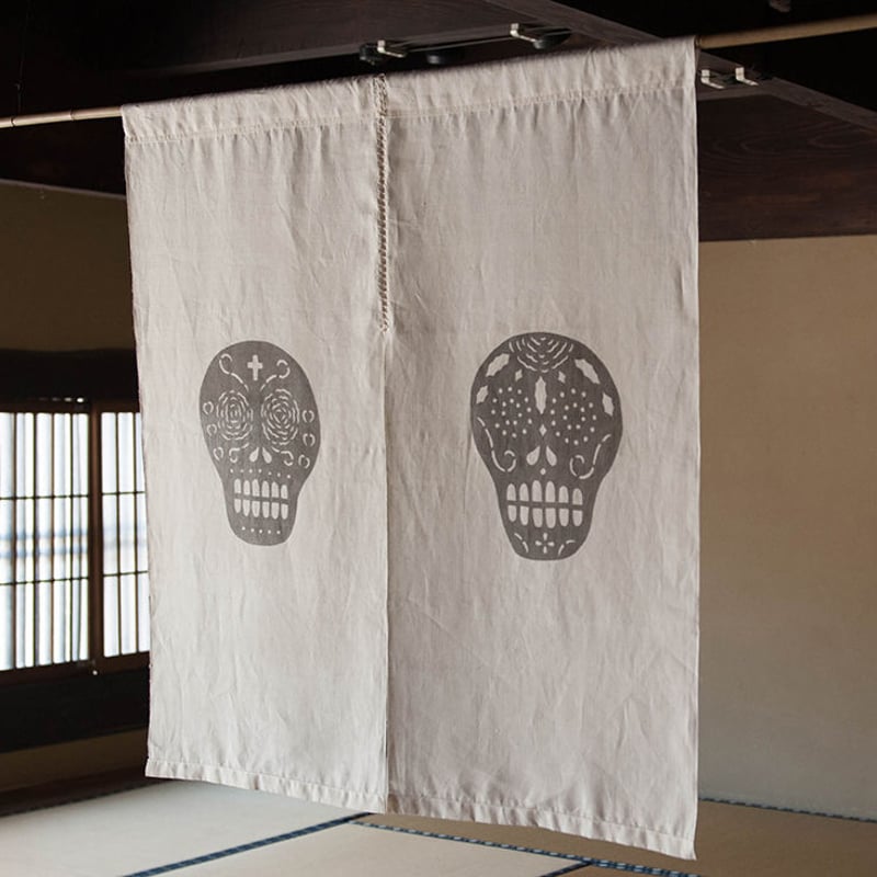 麻のれん｜ドクロ｜墨 | すずめ草