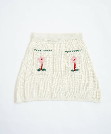 FISH & KIDS / KNIT EMBROIDERED MIDI SKIRT