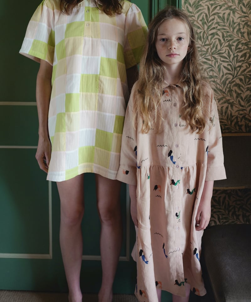 FISH & KIDS / ALLOVER EMBROIDERY MERMAID DRESS