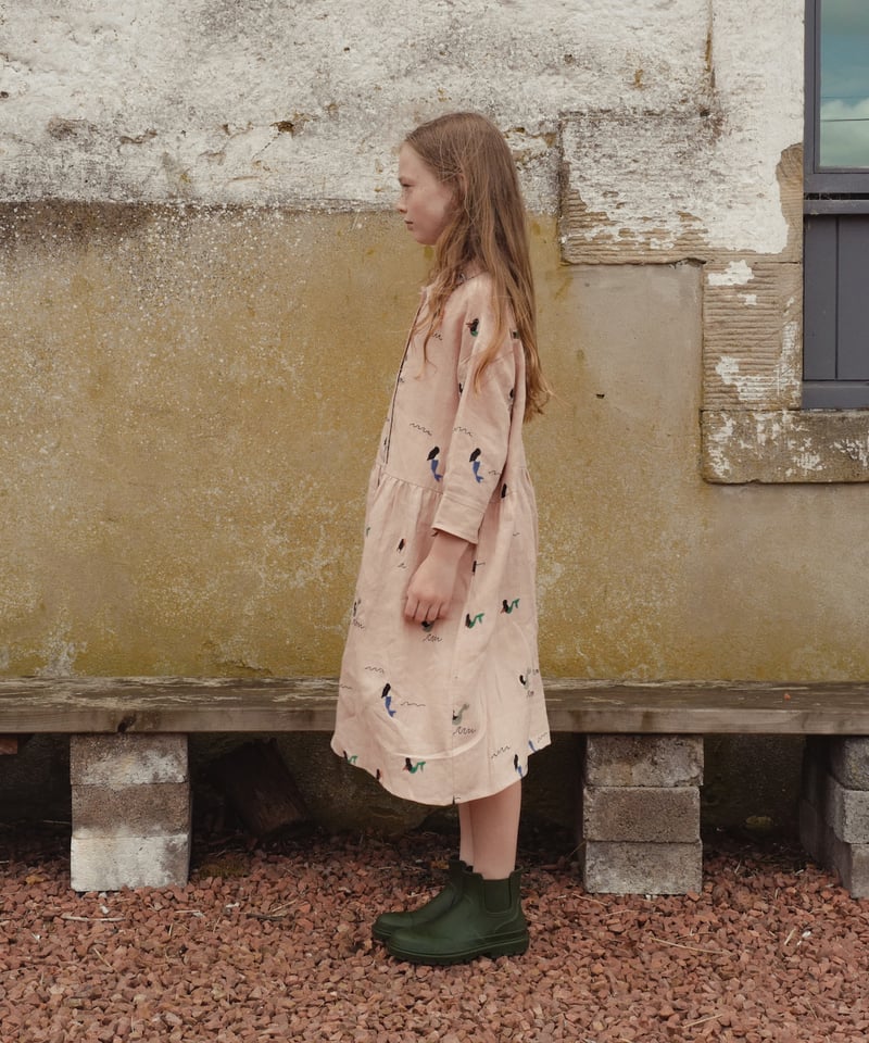 FISH & KIDS / ALLOVER EMBROIDERY MERMAID DRESS