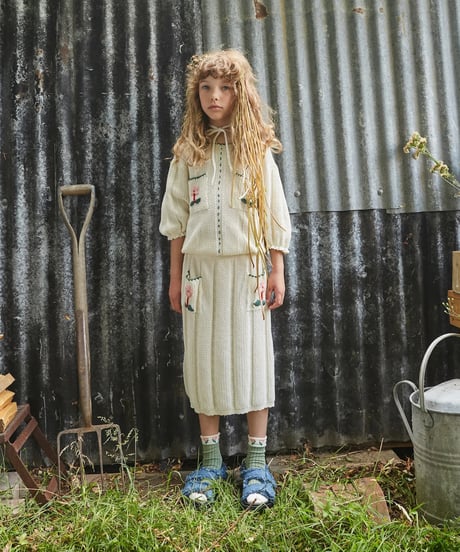 FISH & KIDS / KNIT EMBROIDERED MIDI SKIRT