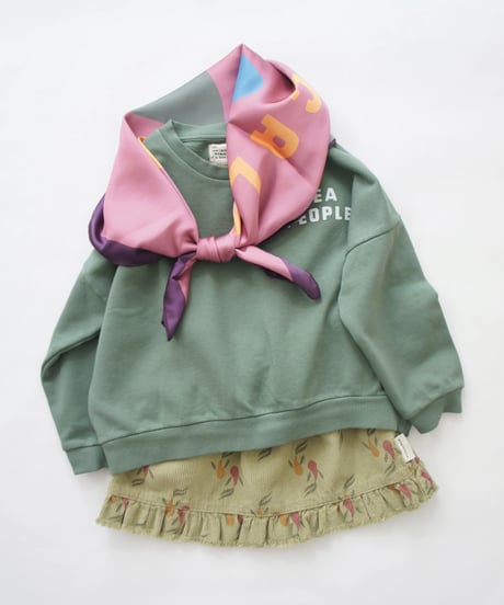 piupiuchick / ruffles short skirt  sage green w|multicolor fishes