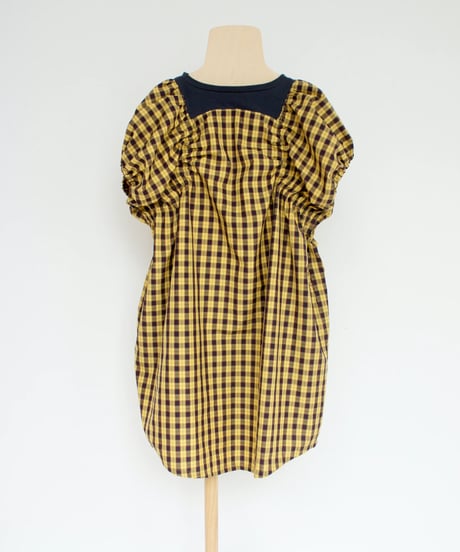 folk made / check gather dress