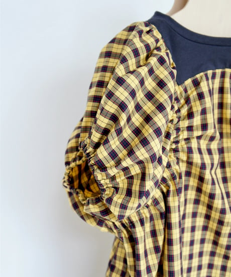 folk made / check gather dress