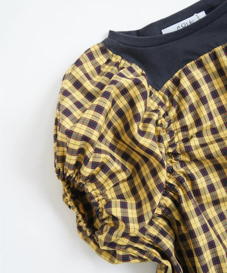 folk made / check gather dress