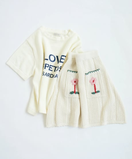FISH & KIDS / KNIT EMBROIDERED MIDI SKIRT