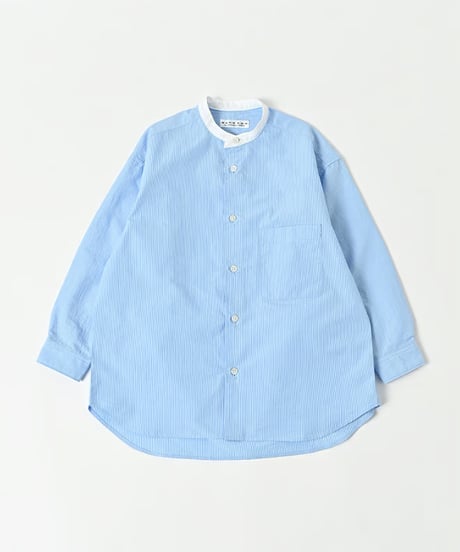 EAST END HIGHLANDERS / Band Collar LS Stripe Shirt