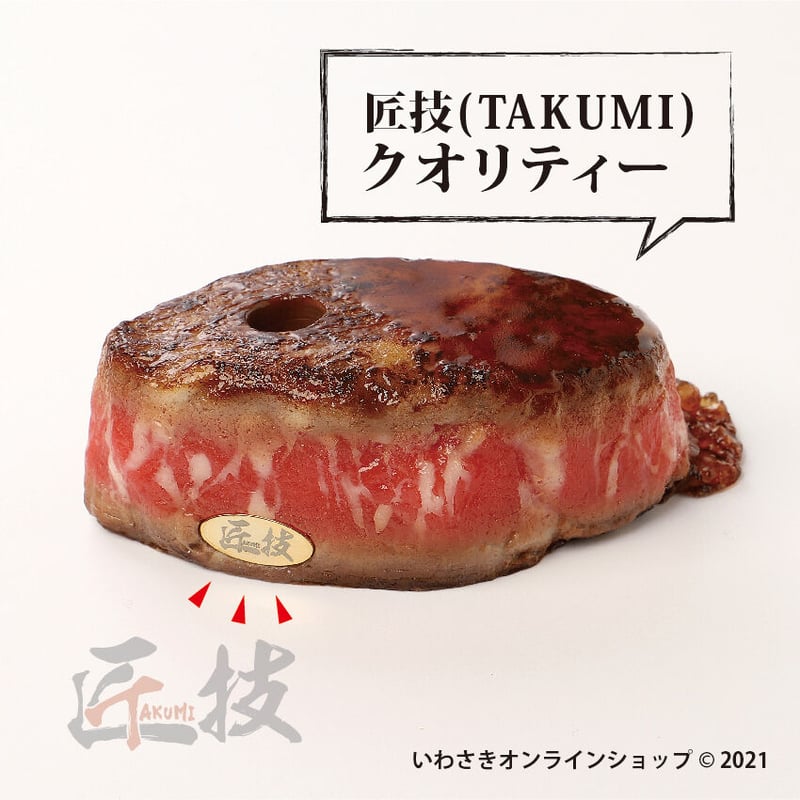 匠技（TAKUMI）厚切りステーキペーパーウエイト（ペン差し用穴付