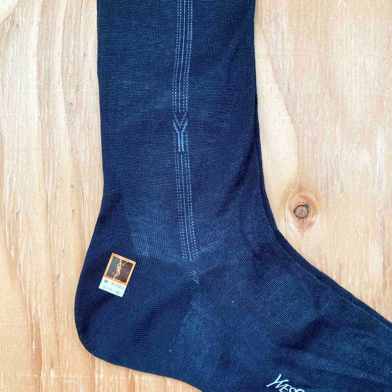 SAINT LAロゴ入りホワイトブルーソックス（Yves Saint Laurent