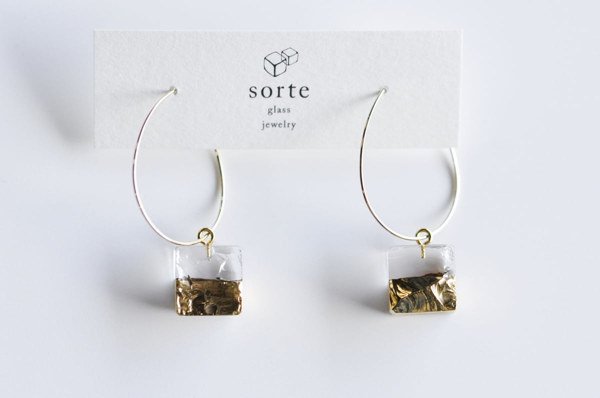 sorte glass jewelry ピアス　SJG-011SQ