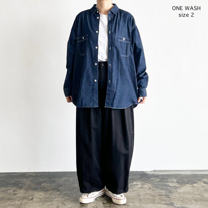 ★kaka＊★【2025SS 新品】デニムワークシャツ　sizeFREE DENIM WORK SHIRT（デニム ワークシャツ ）A32311 | HARVESTY