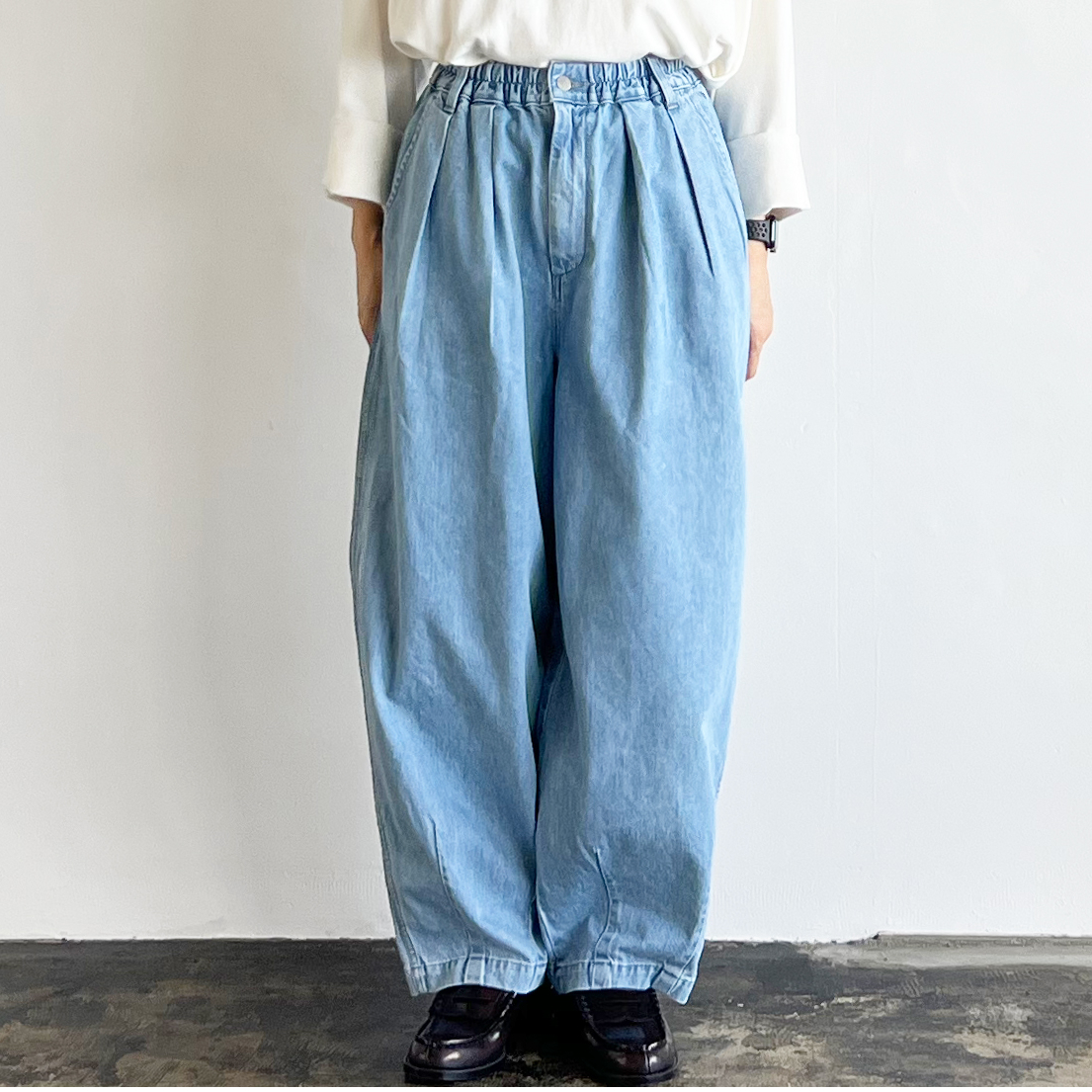 10oz DENIM NARROW CIRCUS PANTS / LIGHT BLUE 10o