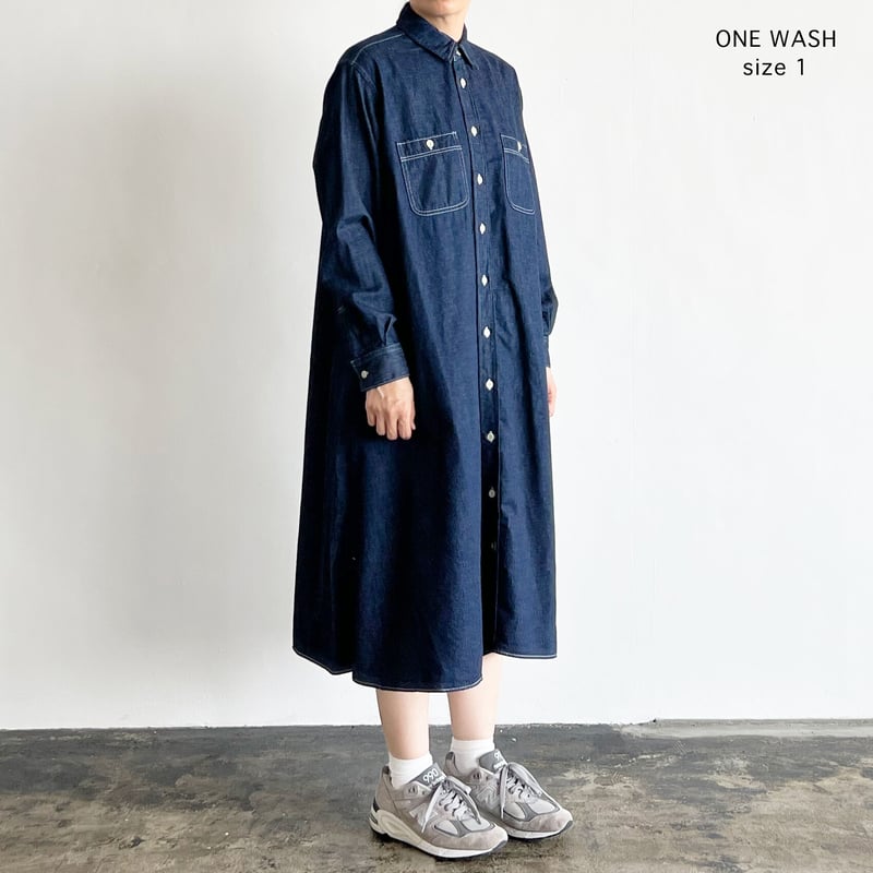 ☆JEANS ロゴ デニム シャツワンピース DENIM WORK SHIRT DRESS デニム ワークシャツワンピース A42310