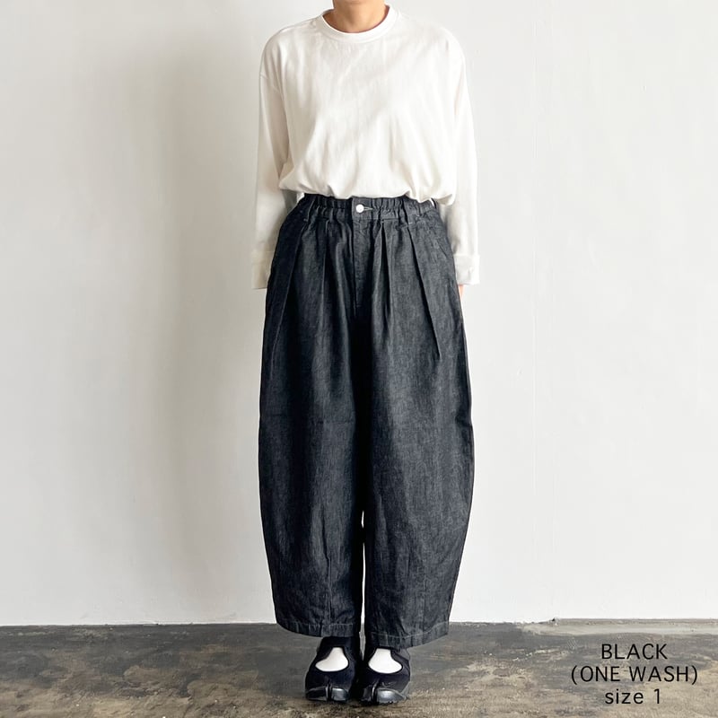 BLACK DENIM CIRCUS PANTS_BLACK ONE WASH ブラックデニ BLACK DENIM CIRCUS PANTS_BLACK ONE WASH ブラックデニ