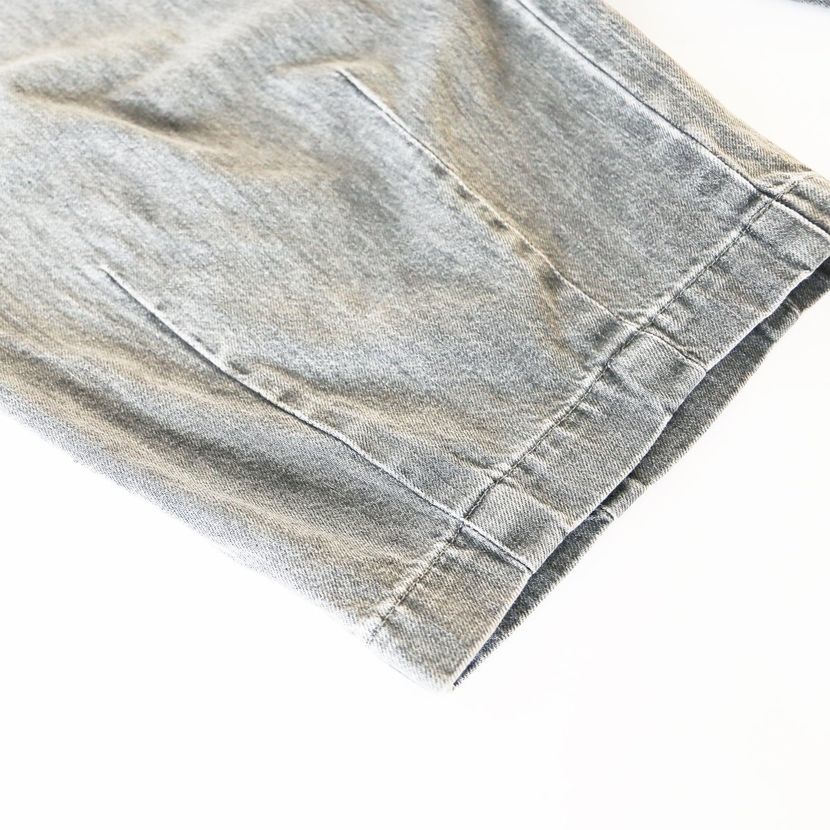 BLACK DENIM NARROW CIRCUS PANTS / GRAY FADE ブラ