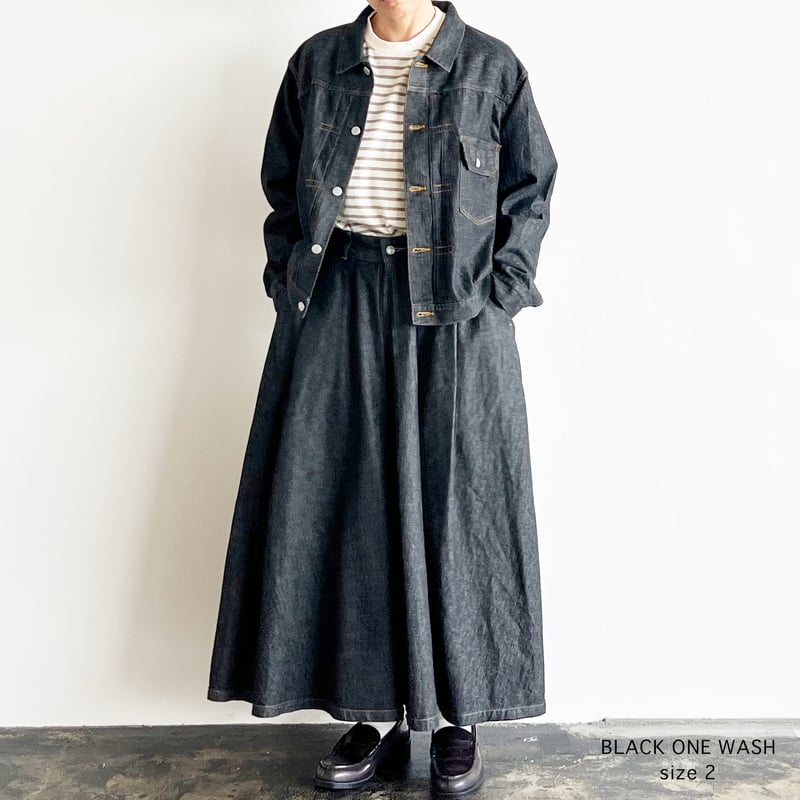 美品 現行品 HARVESTY ハーベスティ ブラックデニム カルメンスカート BLACK DENIM CARMEN SKIRT / BLACK ONE WASH ブラックデ