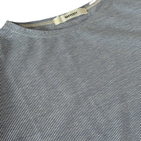 STRIPES JERSEY S/S BOAT NECK TEE  綿麻ストライプ 半袖ボートネックTシャツ  A52606