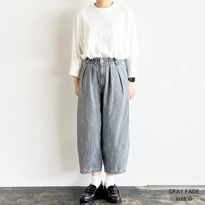 BLACK DENIM NARROW CIRCUS PANTS / GRAY FADE ブラ