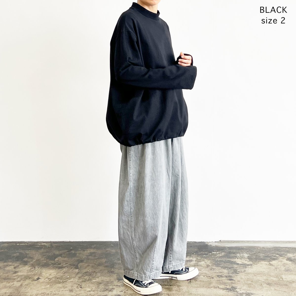 DRAWSTRING MOCK NECK L/S TEE（ドローコード モックネック 長袖T