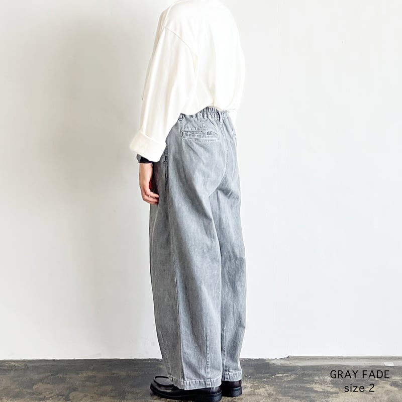 BLACK DENIM NARROW CIRCUS PANTS / GRAY FADE ブラ
