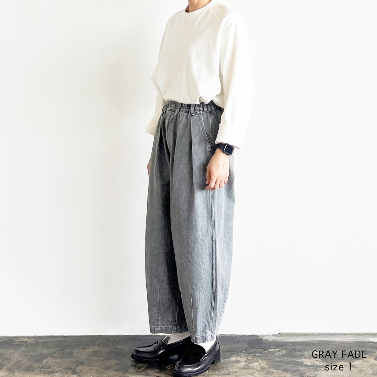 BLACK DENIM NARROW CIRCUS PANTS / GRAY FADE ブラ BLACK DENIM NARROW CIRCUS PANTS / GRAY FADE ブラ