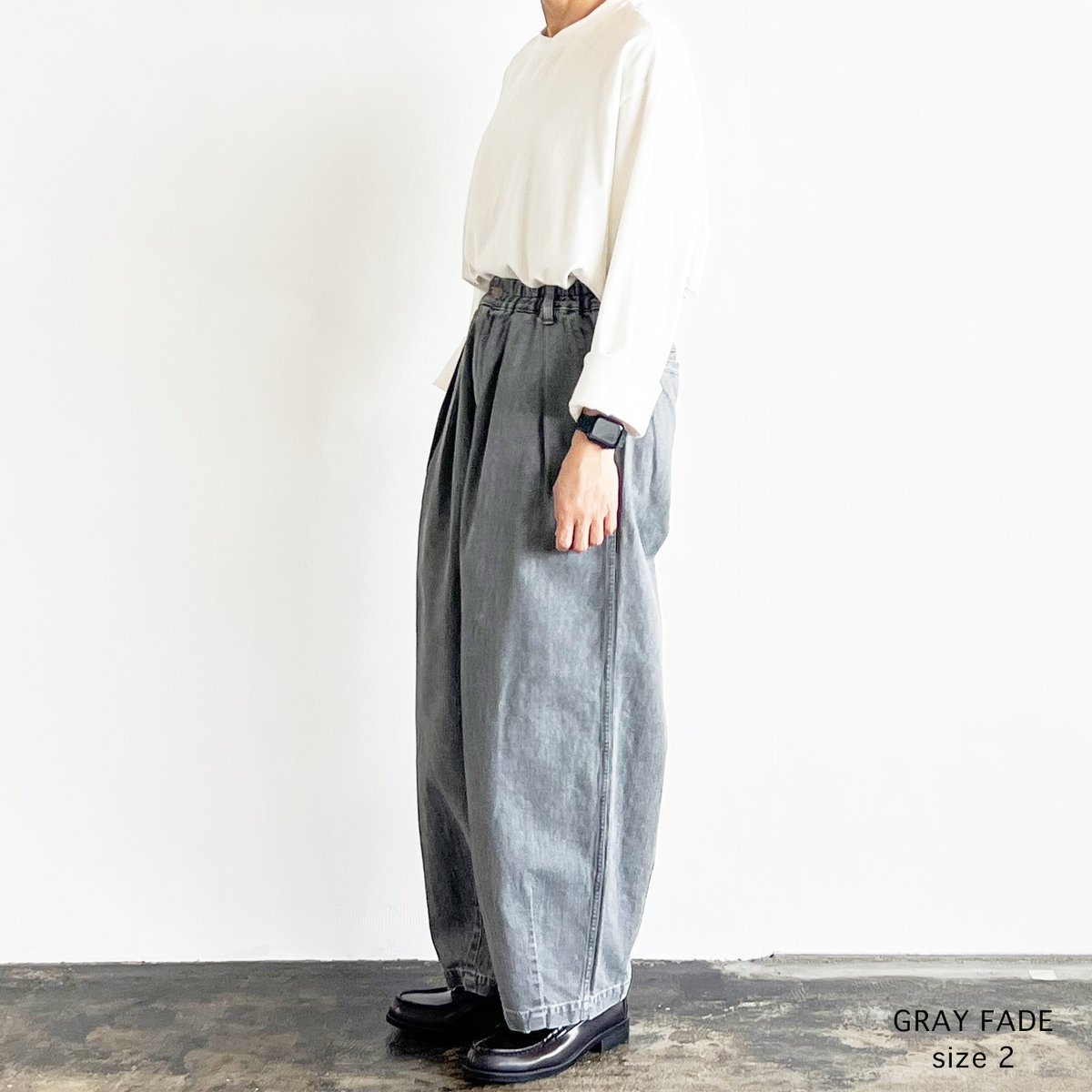 あお様 BLACK DENIM NARROW CIRCUS PANTS / GRAY FADE ブラ