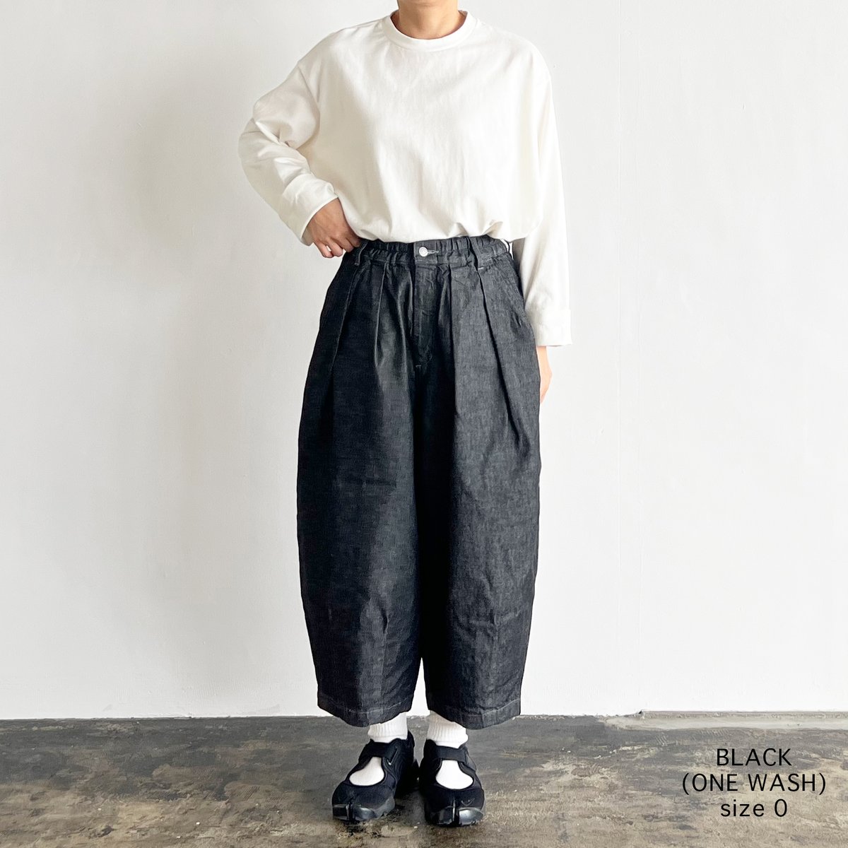 BLACK DENIM CIRCUS PANTS_BLACK ONE WASH ブラックデニ BLACK DENIM CIRCUS PANTS_BLACK ONE WASH ブラックデニ