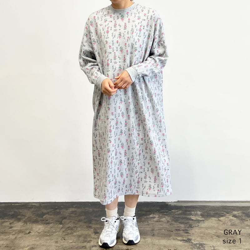 JEMORGAN x HARVESTY】FLOWER WAFFLE LONG DRESS