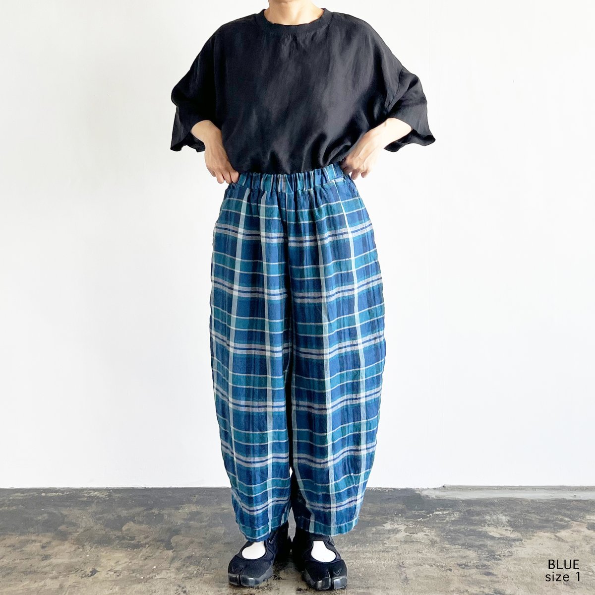 LINEN MADRAS PLAID EASY CIRCUS PANTS マドラスチェック柄