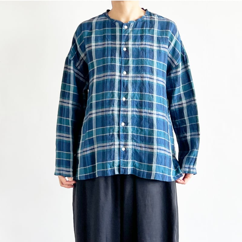 LINEN MADRAS PLAID ATELIER BLOUSE マドラスチェック柄リネン