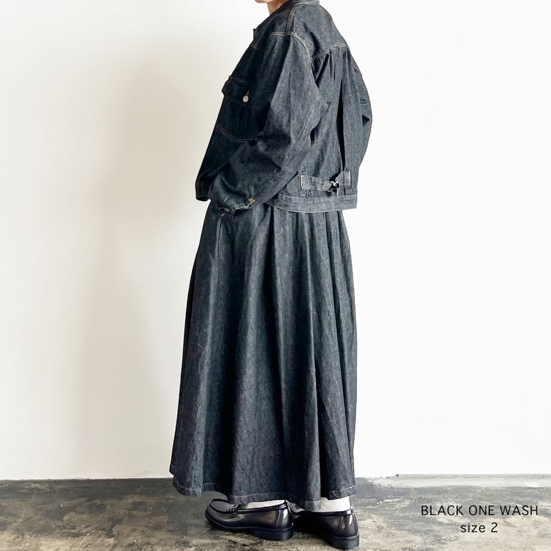 BLACK DENIM CARMEN SKIRT / BLACK ONE WASH ブラックデ