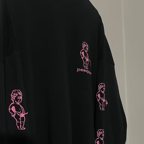 oversizeおしっこくんだらけビッグシルエットロンT pink/black