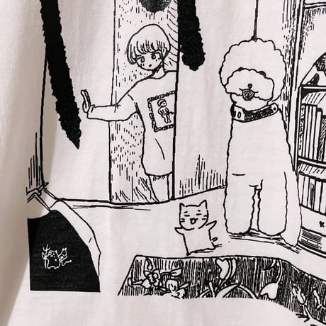 ピリきゅうちゃん×peequod 旧店舗でマターリなイラストビッグシルエットtee