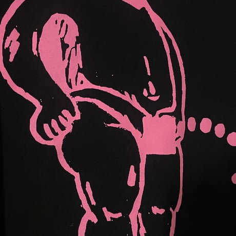 oversizeおしっこくんだらけビッグシルエットロンT pink/black