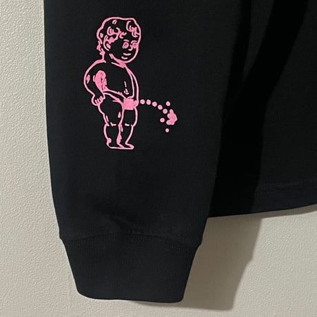 oversizeおしっこくんだらけビッグシルエットロンT pink/black