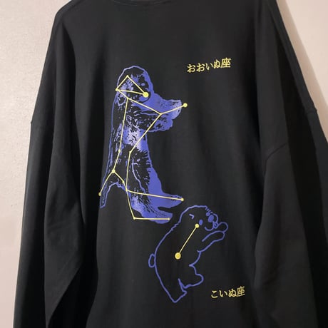 おおいぬ座はめっちゃイヌの形してるからわかるけど、点２つ結んだだけでこいぬ座と言い張っているこいぬバリ強引でかわいいねロンT