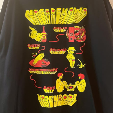 流川・薬研堀MAPビッグシルエット Tee  BLACK