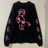 oversizeおしっこくんだらけビッグシルエットロンT pink/black