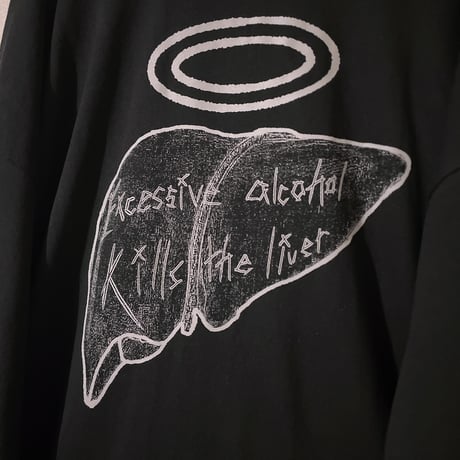 “過剰なアルコール摂取は肝臓を殺します”と文字通り「肝に銘じた」結果死んだ肝臓ビッグシルエットロンT