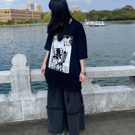 【遊凪×peequodコラボ】にょろにょろピンクチラシビッグシルエットtee