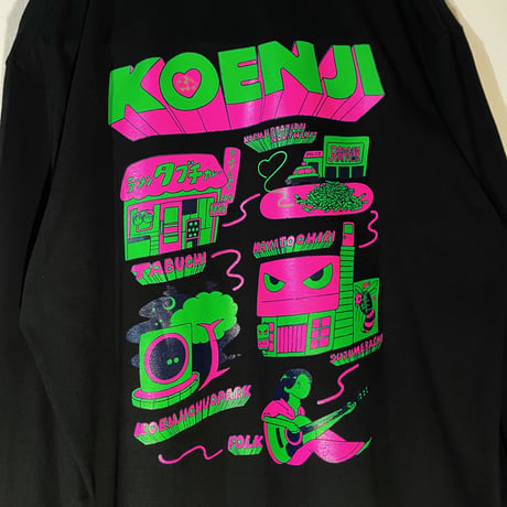 【受注生産】高円寺MAPロンT〜いっしょにおさんぽver〜　black